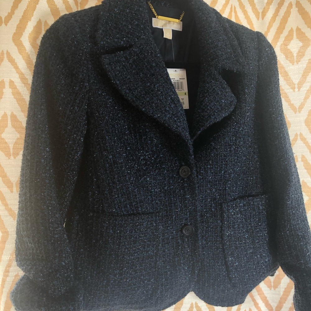 NWT Michael Kors Tweed Navy Blazer